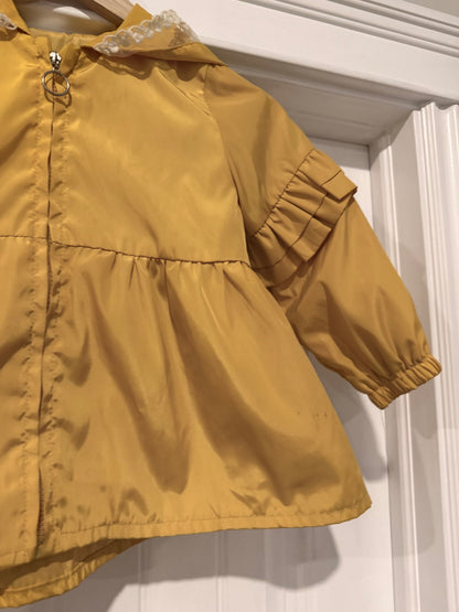 Yellow Bunny Raincoat style jacket with lace, Kids 4/4T