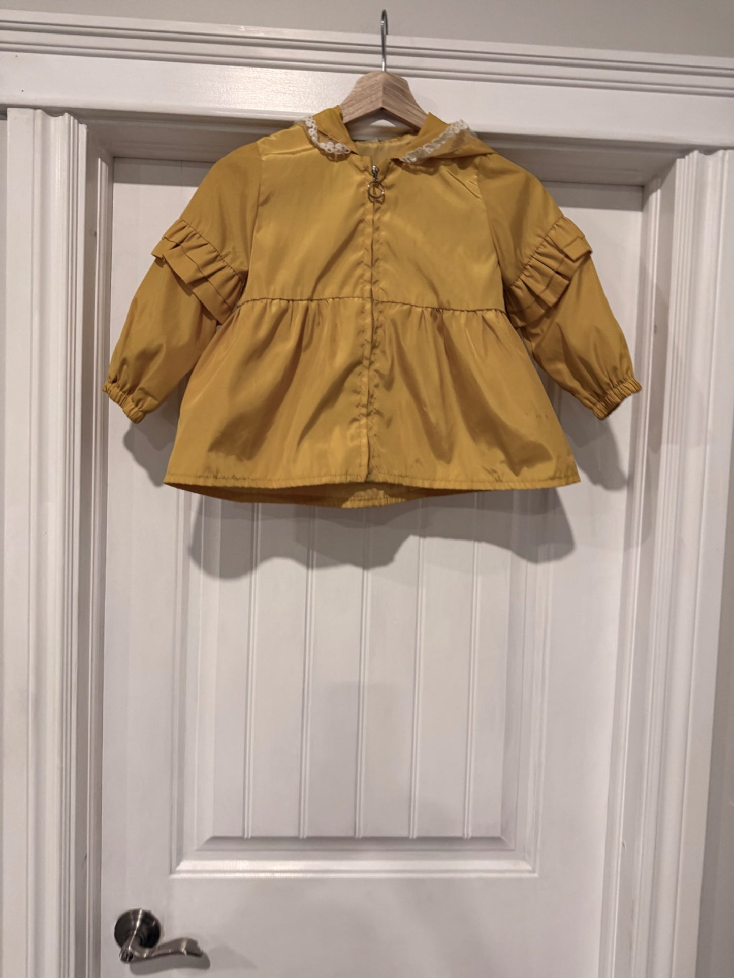 Yellow Bunny Raincoat style jacket with lace, Kids 4/4T