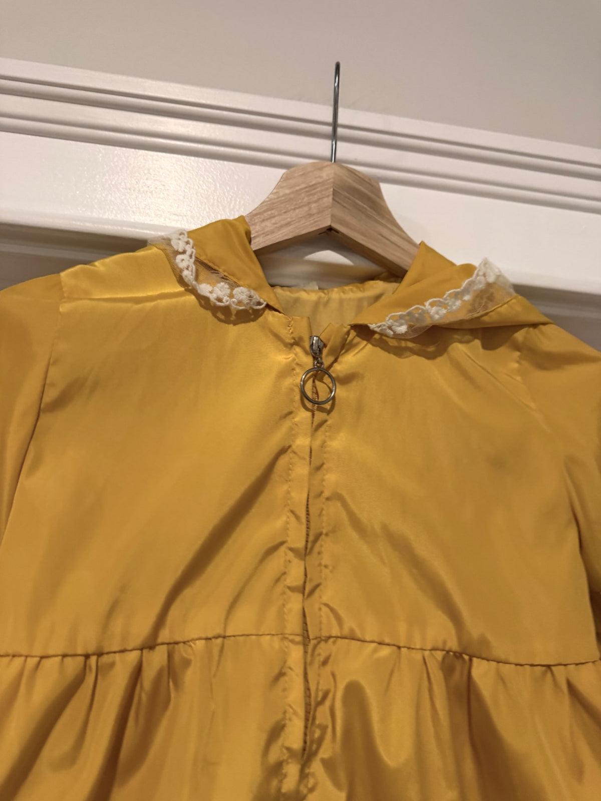 Yellow Bunny Raincoat style jacket with lace, Kids 4/4T