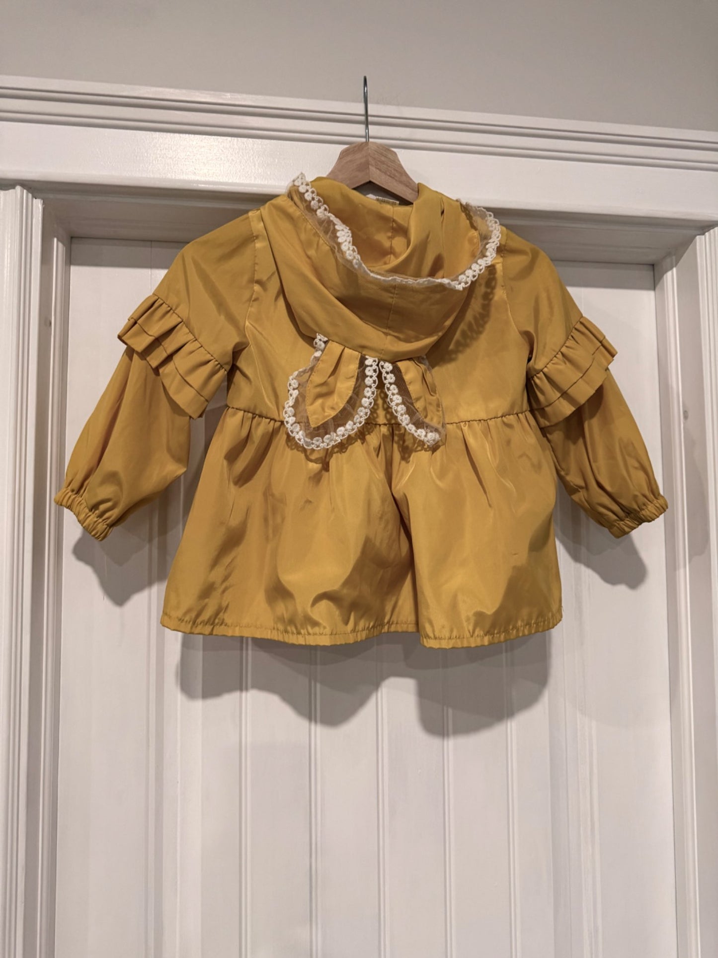 Yellow Bunny Raincoat style jacket with lace, Kids 4/4T