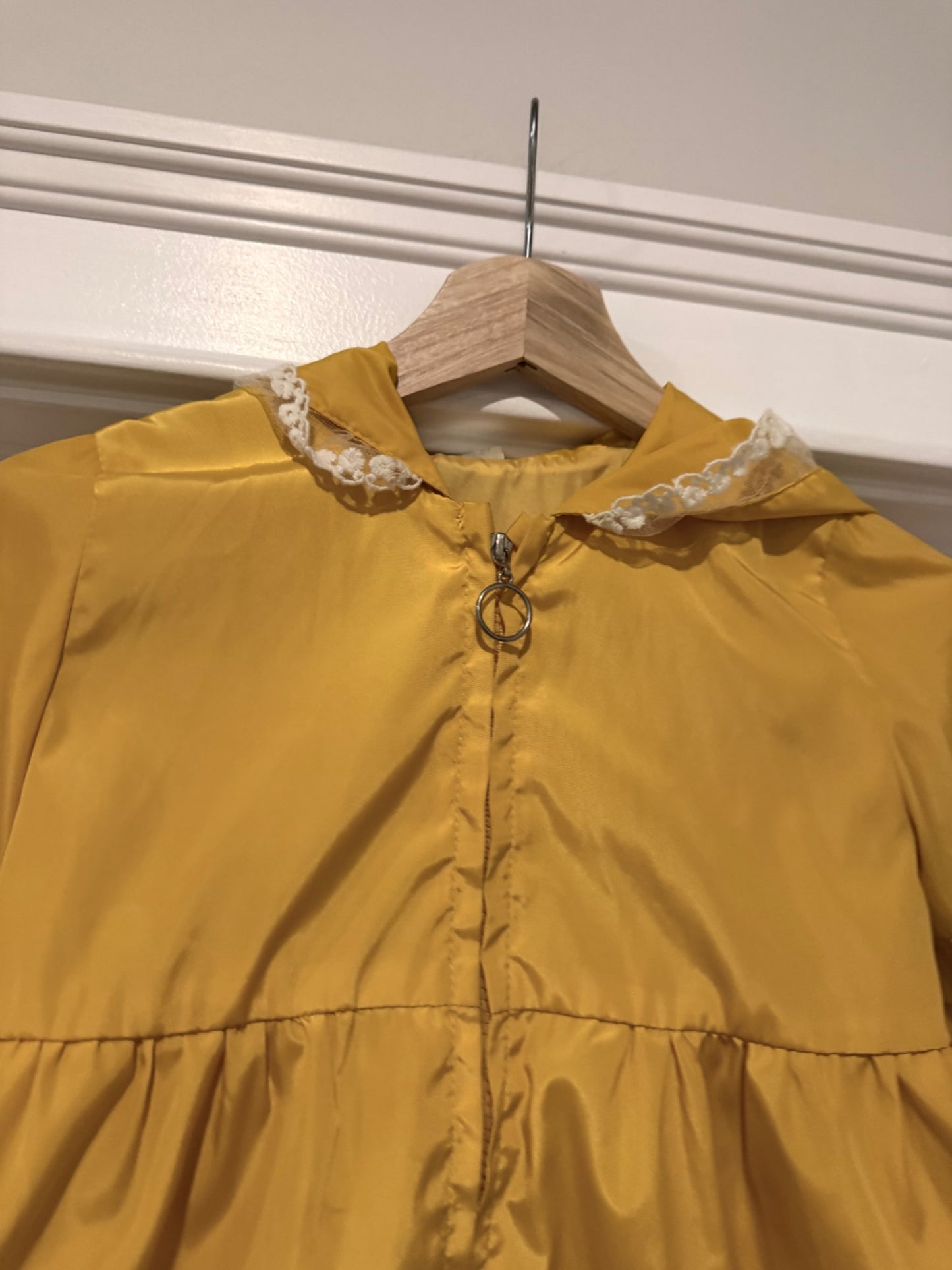 Yellow Bunny Raincoat style jacket with lace, Kids 4/4T