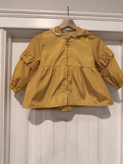 Yellow Bunny Raincoat style jacket with lace, Kids 4/4T