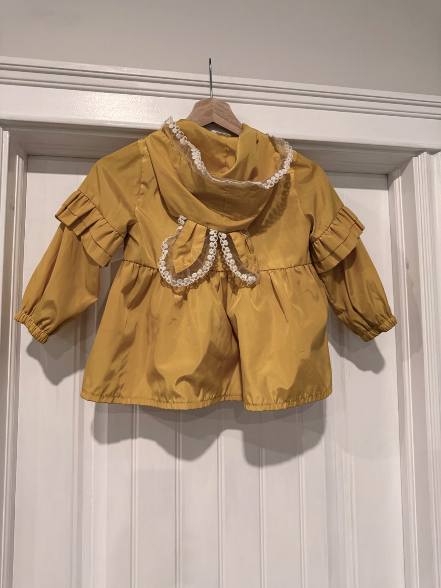 Yellow Bunny Raincoat style jacket with lace, Kids 4/4T