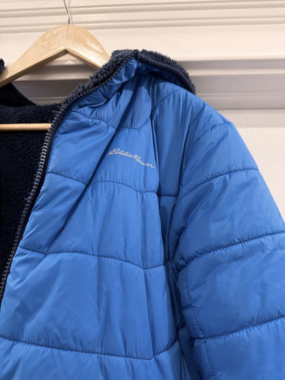 Blue Reversible Eddie Bauer Coat with fuzzy interior, Kids 14