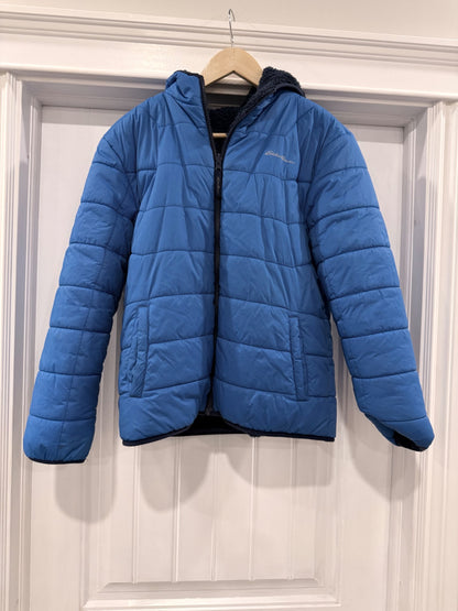 Blue Reversible Eddie Bauer Coat with fuzzy interior, Kids 14