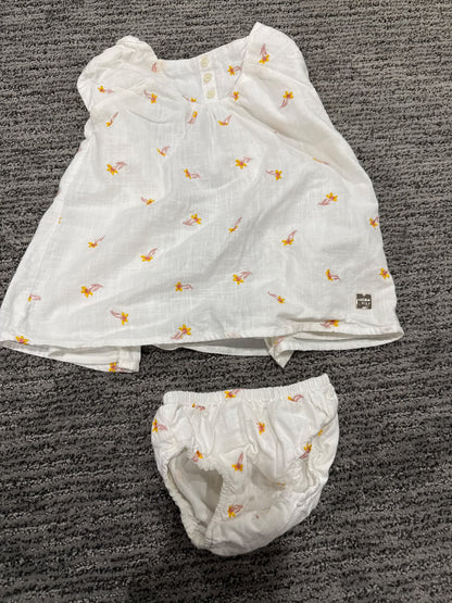 Carrement beau French collection floral embroidered dress with bloomers, Kids 9 Month (6-9M)