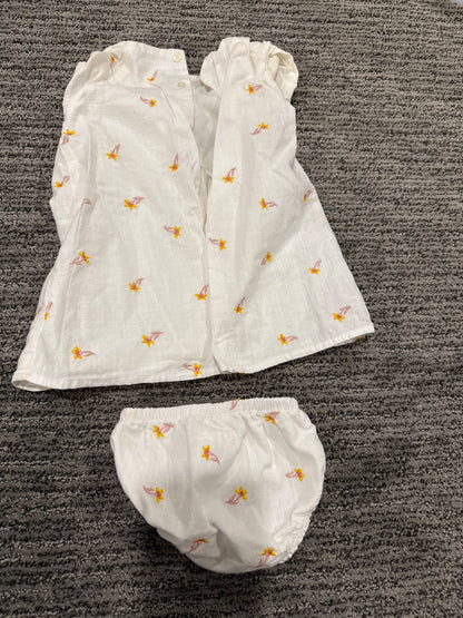Carrement beau French collection floral embroidered dress with bloomers, Kids 9 Month (6-9M)