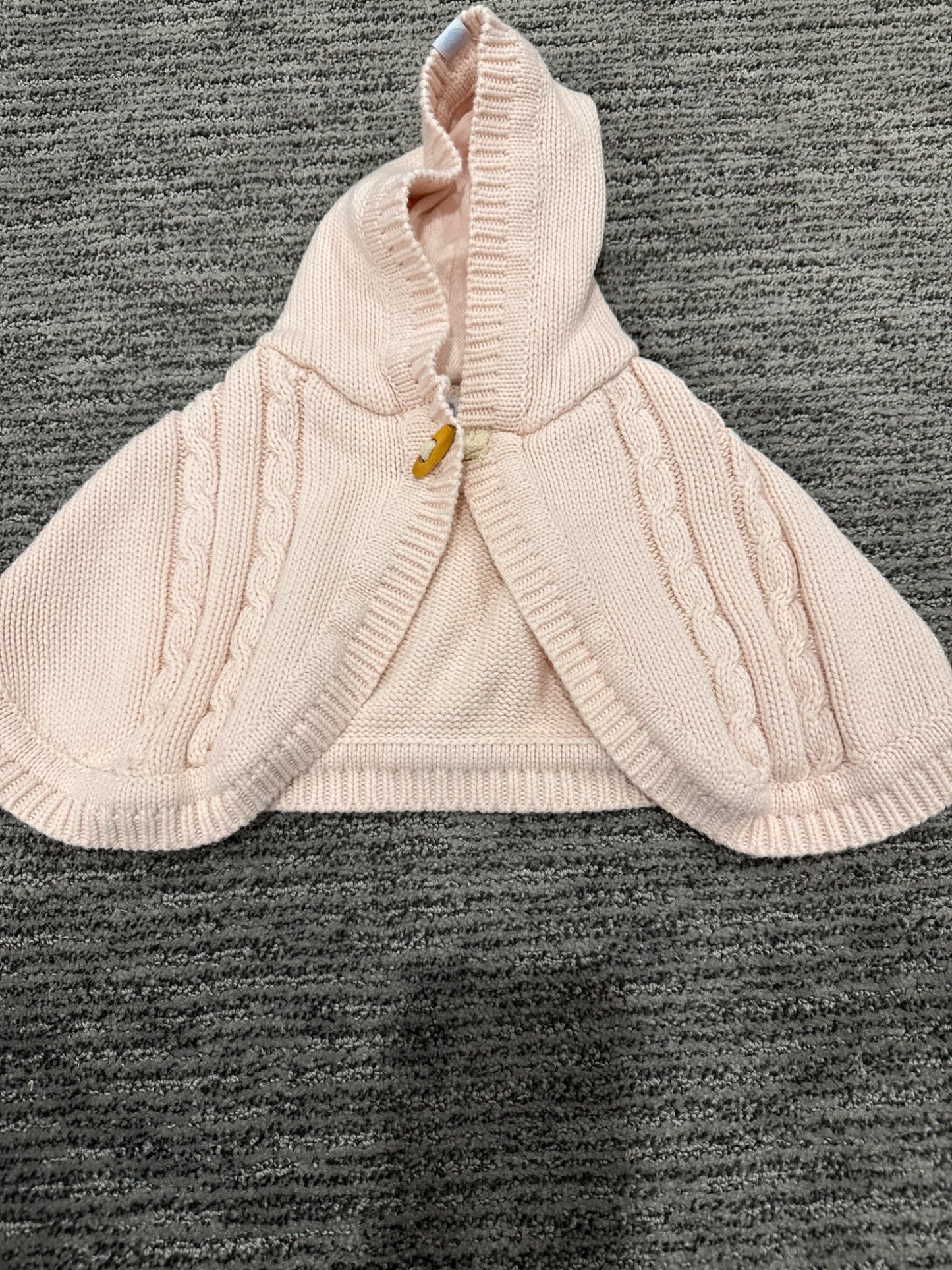 Beba bean pink knit poncho, Kids 6 Month (3-6M)