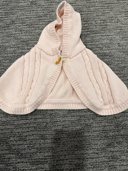 Beba bean pink knit poncho, Kids 6 Month (3-6M)