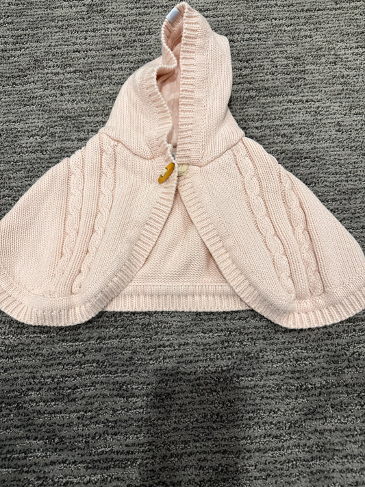 Beba bean pink knit poncho, Kids 6 Month (3-6M)