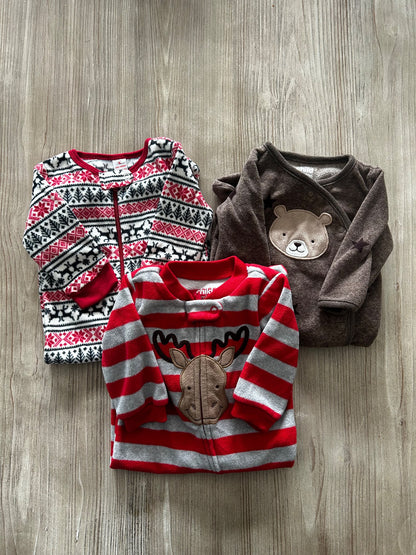 Fleece onesie pj bundle , Kids 3 Month (0-3M)