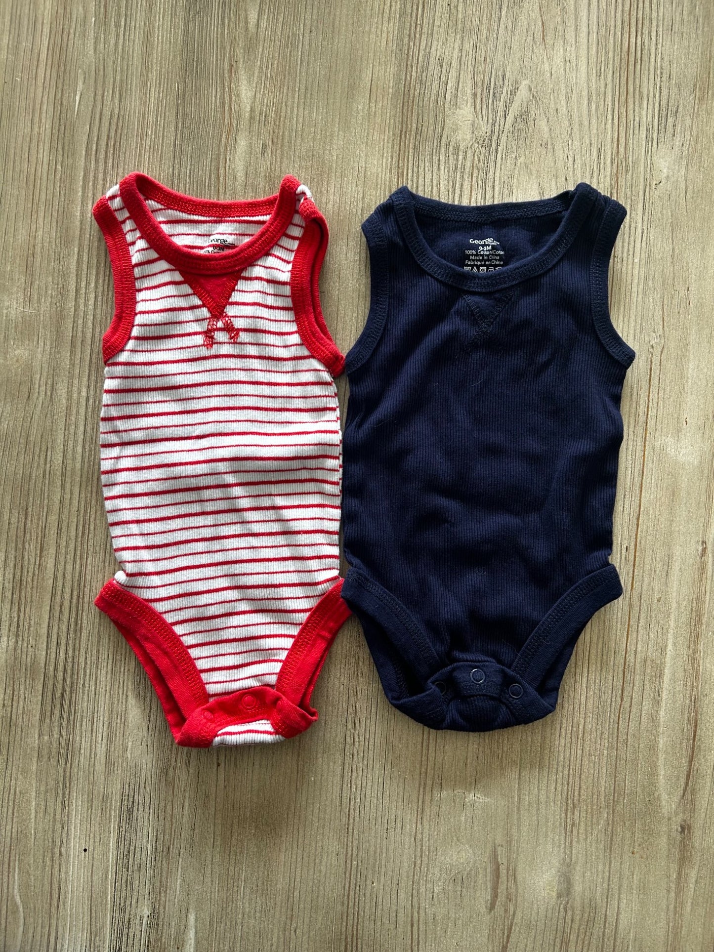 Two ribbed tank top onesies, Kids 3 Month (0-3M)