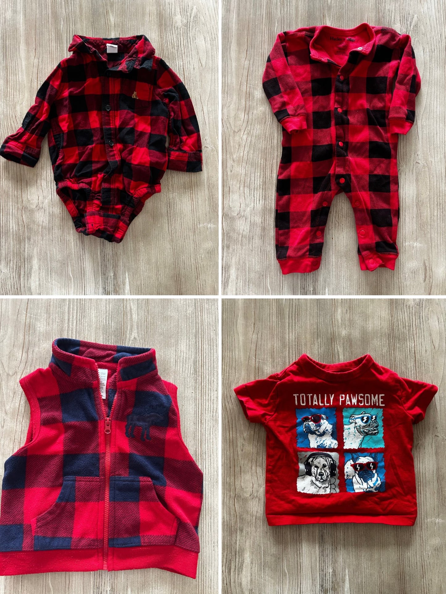 Plaid red bundle 6-12 m, Kids 12 Month (9-12M)