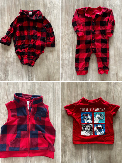 Plaid red bundle 6-12 m, Kids 12 Month (9-12M)