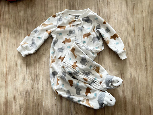 White fleece onsie , Kids 9 Month (6-9M)