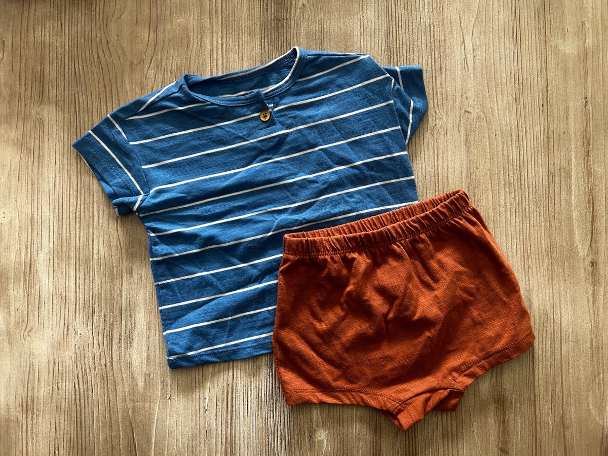 Blue and brown outfit, Kids 9 Month (6-9M)