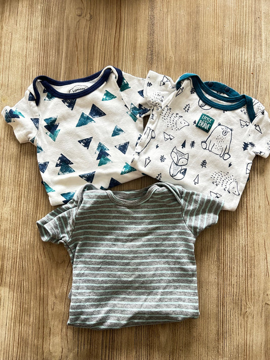 Three snap tshirt onesies, Kids 12 Month (9-12M)