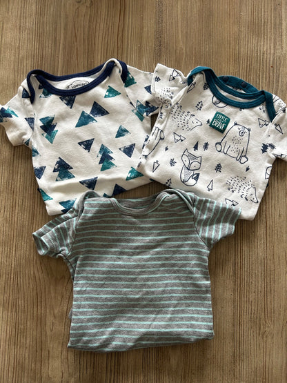 Three snap tshirt onesies, Kids 12 Month (9-12M)