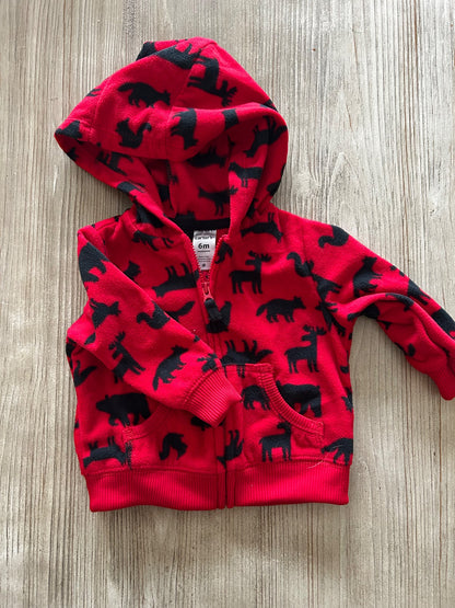 Fleece red zip up, Kids 6 Month (3-6M)