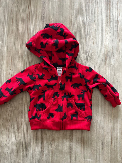 Fleece red zip up, Kids 6 Month (3-6M)