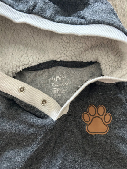 Dark grey Puppy themed Onesie, Kids 6 Month (3-6M)