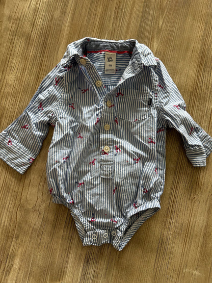 Lobster striped collard onesie, Kids 6 Month (3-6M)