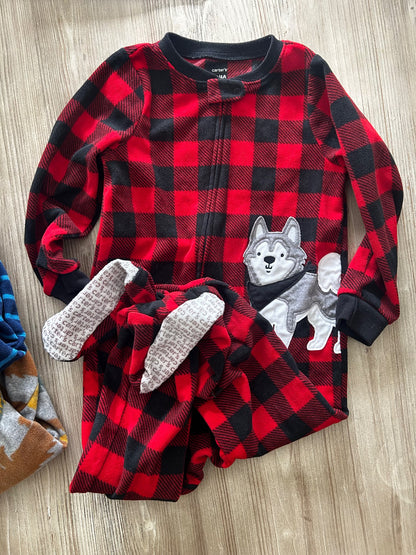 Footed Zip Fleece Onsies, Kids 4/4T