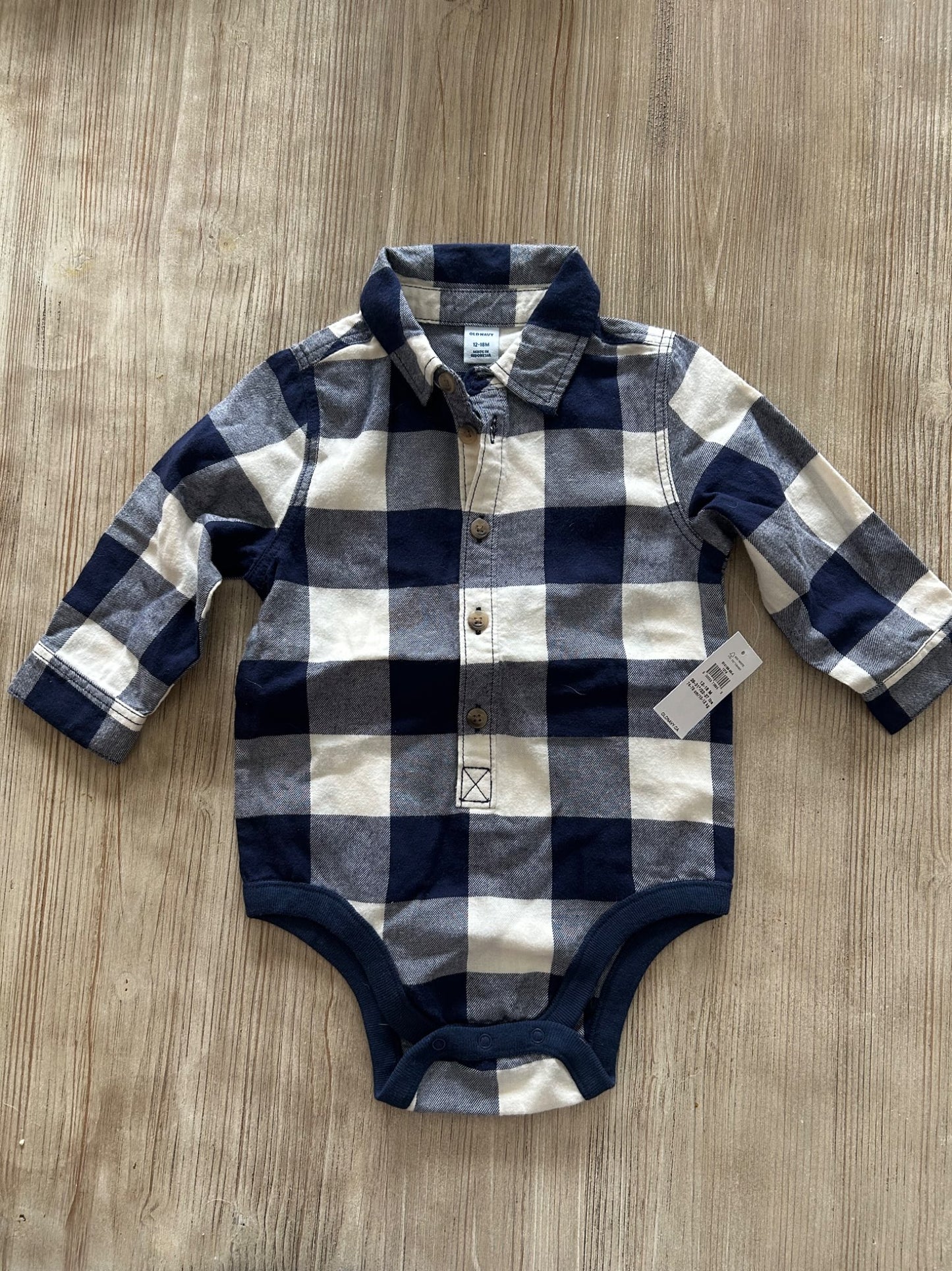 Plaid collared onesie, Kids 18 Month (12-18M)