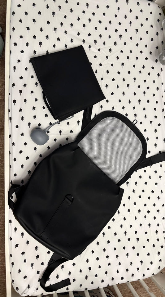 Black Vegan Leather Diaper Bag Bundle