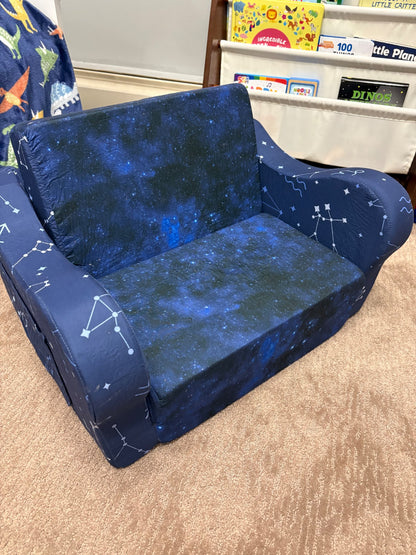 Kids 2-in-1 Flip-Out Sofa Bed – Galaxy / Constellation Print