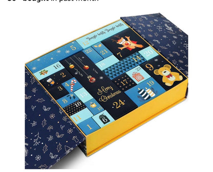 Reusable Advent Calendar with 24 Mixed-Size Cardstock Boxes and Ribbon-Tie Case