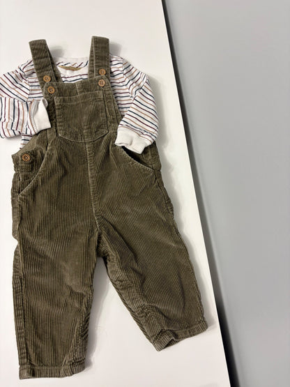 Baby Boy / Unisex 3-Piece Fall & Winter Corduroy Overalls Capsule Set (Size 9–12 Months), Kids 12 Month (9-12M)