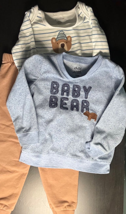 Toddler Boy 24M Cozy Bear Wardrobe Bundle – Knit Sweater, One-Piece, Sweatshirt & Pants (5 Pcs), Kids 24 Month (18-24M)