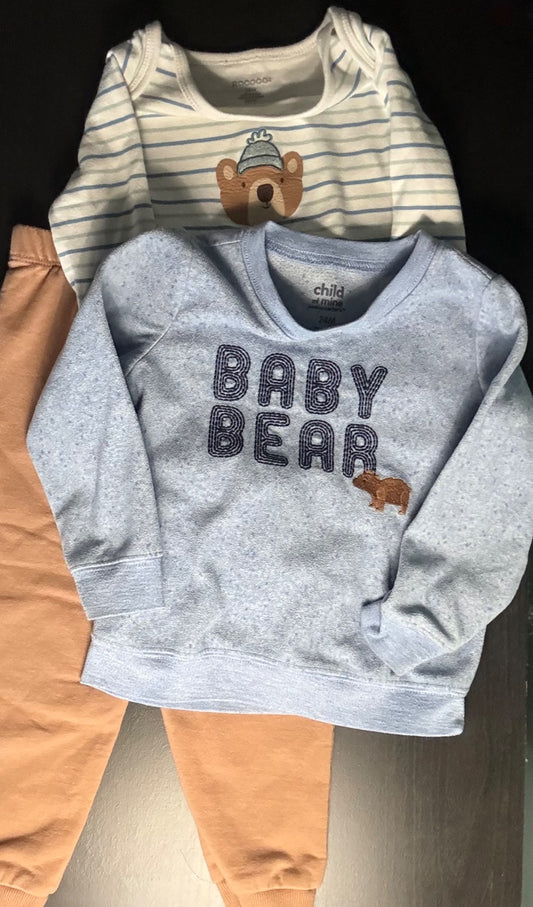 Toddler Boy 24M Cozy Bear Wardrobe Bundle – Knit Sweater, One-Piece, Sweatshirt & Pants (5 Pcs), Kids 24 Month (18-24M)