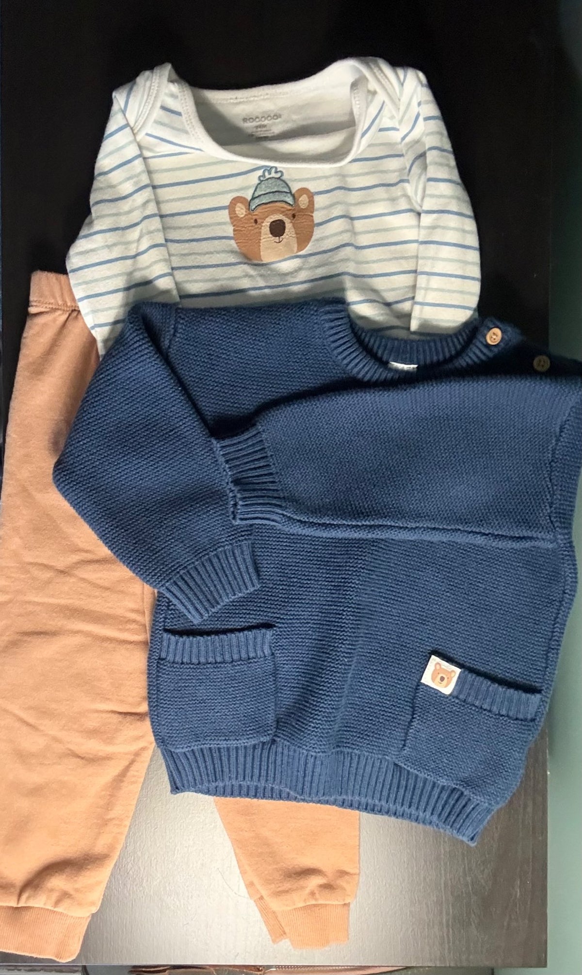 Toddler Boy 24M Cozy Bear Wardrobe Bundle – Knit Sweater, One-Piece, Sweatshirt & Pants (5 Pcs), Kids 24 Month (18-24M)