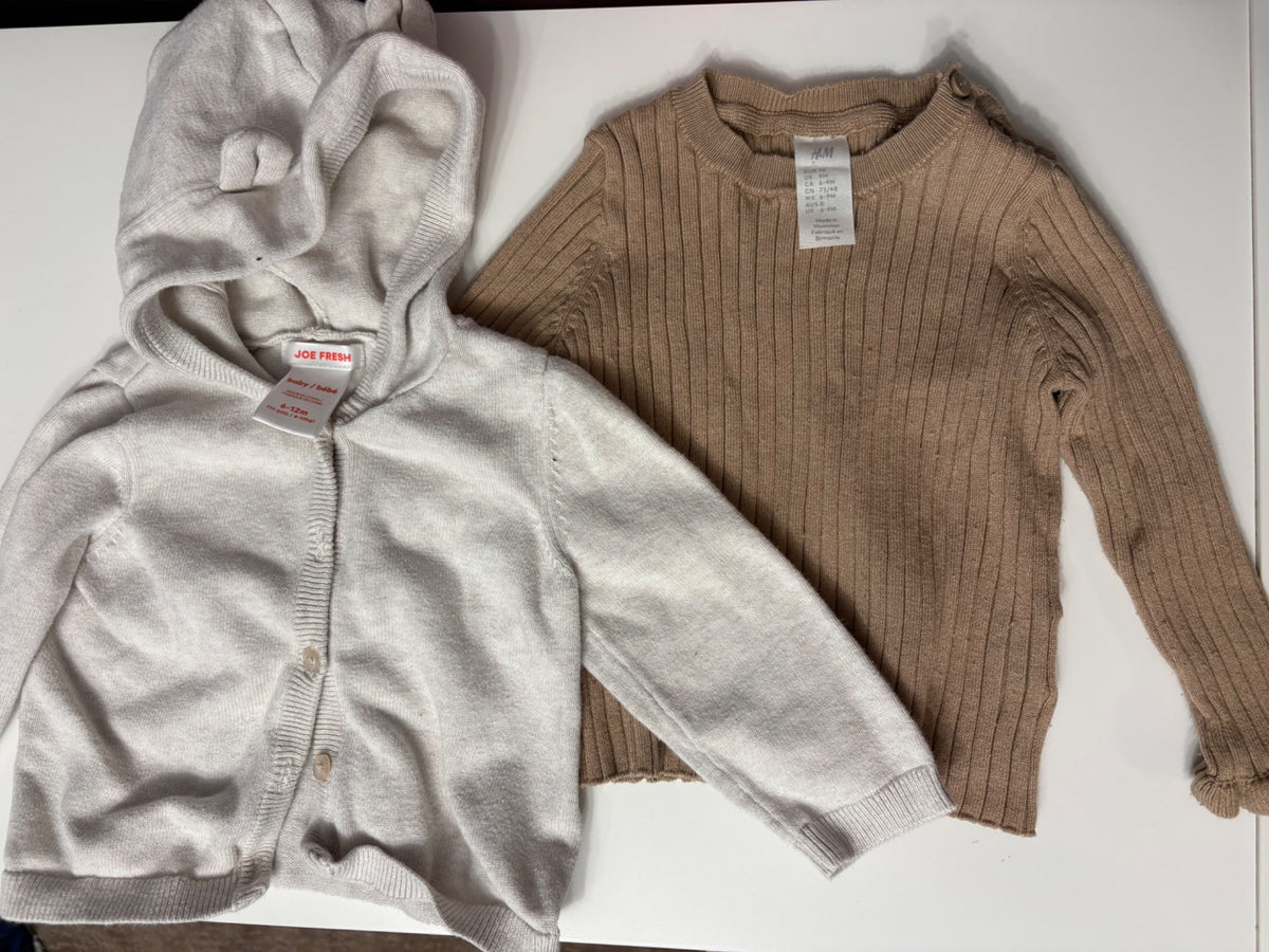Neutral Knit Sweaters (2 Pieces - Joe Fresh & H&M) 6 Months, Kids 9 Month (6-9M)