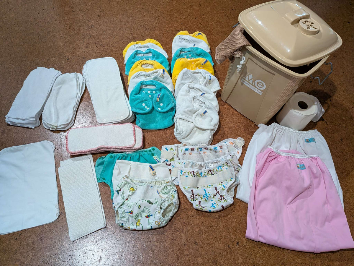 Mother-ease Cloth Diaper bundle + Pail & extras