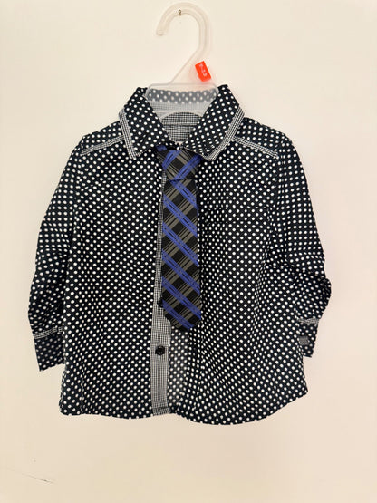 Deux par Deux button up with tie, Kids 9 Month (6-9M)