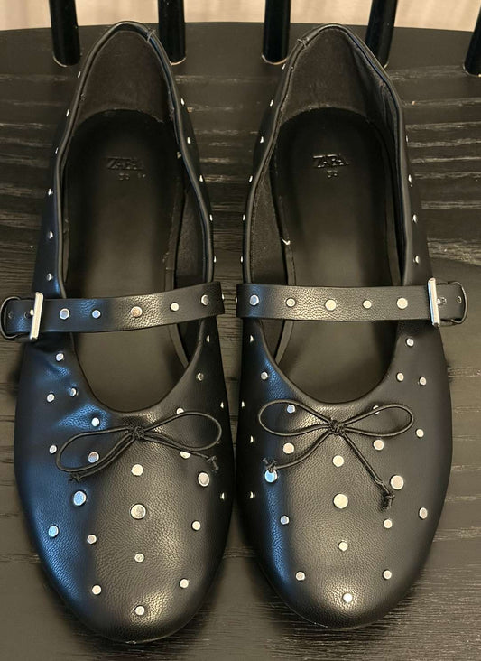 Zara girls studded ballet flats size 3 , Shoes 3.5 (Big Kids:8–12yr)