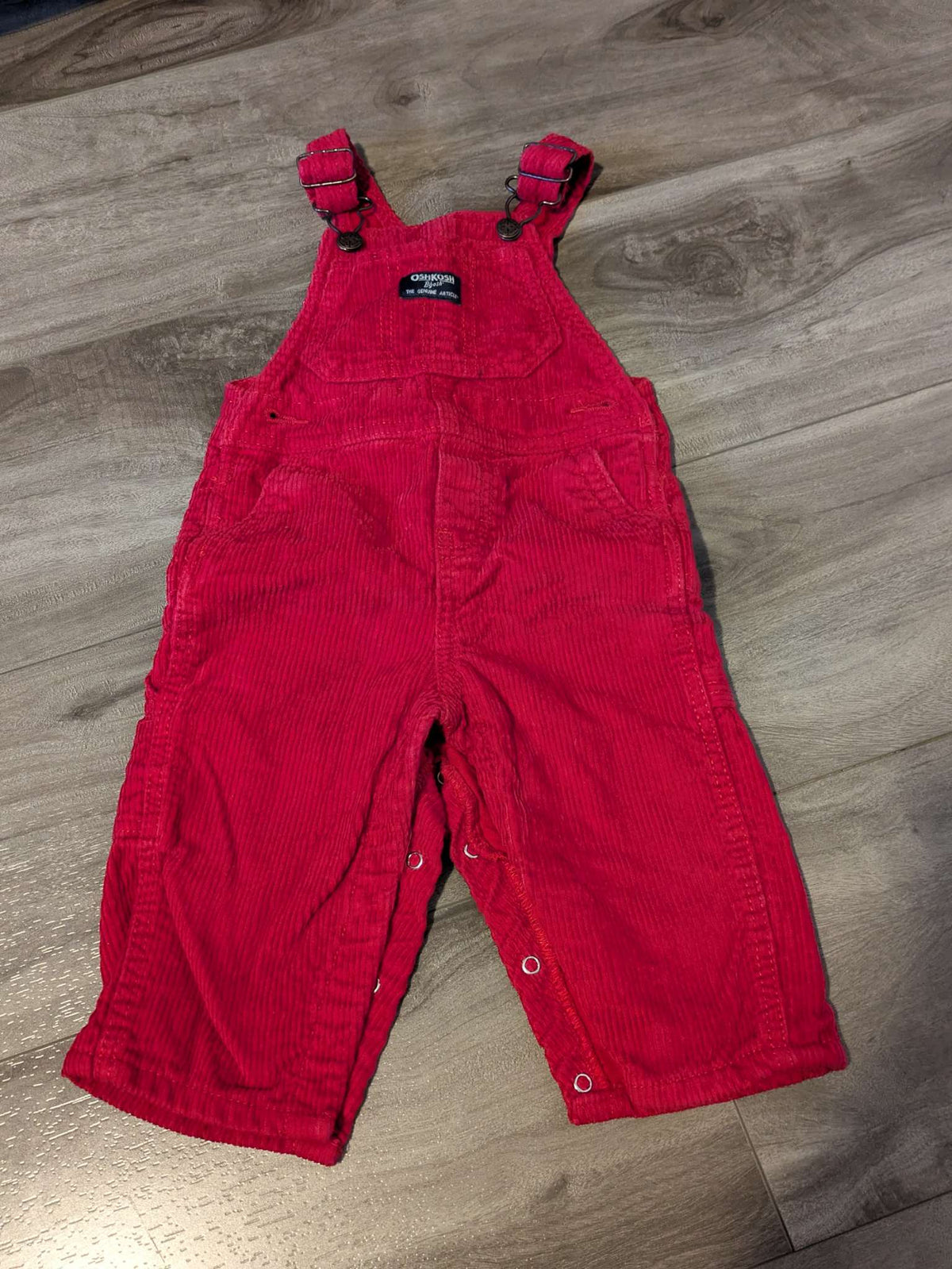 Oshkosh red /lined cordory overalls - size 12, Kids 12 Month (9-12M)