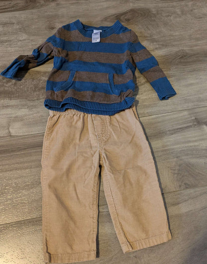 Carter's sweater and cordory pants, Kids 9 Month (6-9M)