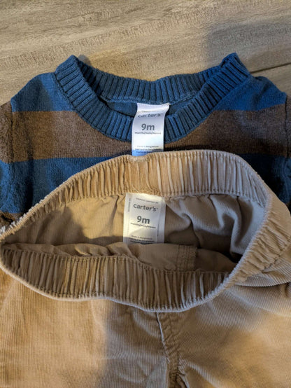 Carter's sweater and cordory pants, Kids 9 Month (6-9M)
