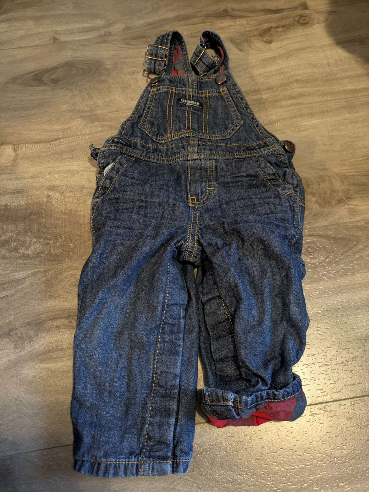 Oshkosh plaid lined overalls , Kids 12 Month (9-12M)