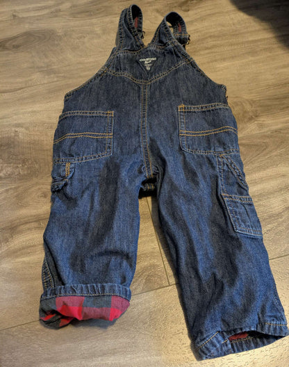 Oshkosh plaid lined overalls , Kids 12 Month (9-12M)
