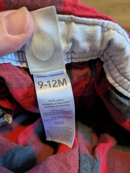 Oshkosh plaid lined overalls , Kids 12 Month (9-12M)