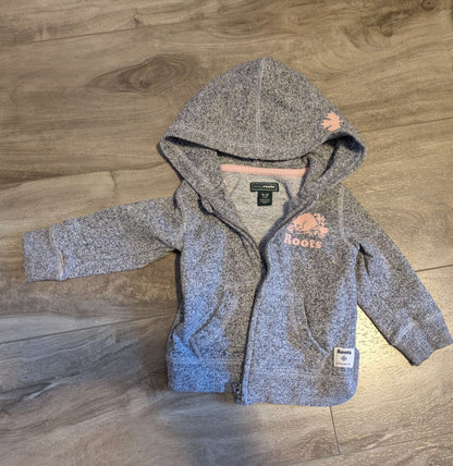 Grey roots sweatshirt with pink graphic , Kids 12 Month (9-12M)