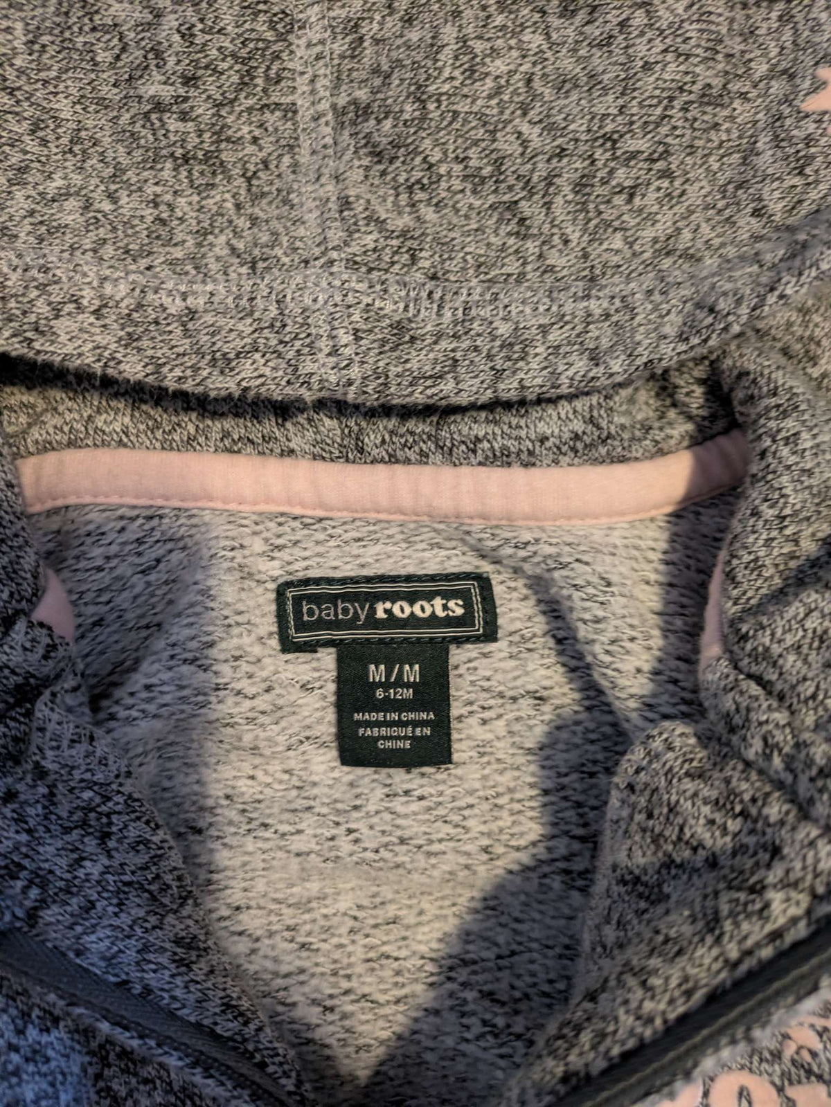 Grey roots sweatshirt with pink graphic , Kids 12 Month (9-12M)