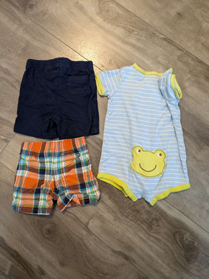 Summer romper and 2 pairs of shorts , Kids 6 Month (3-6M)