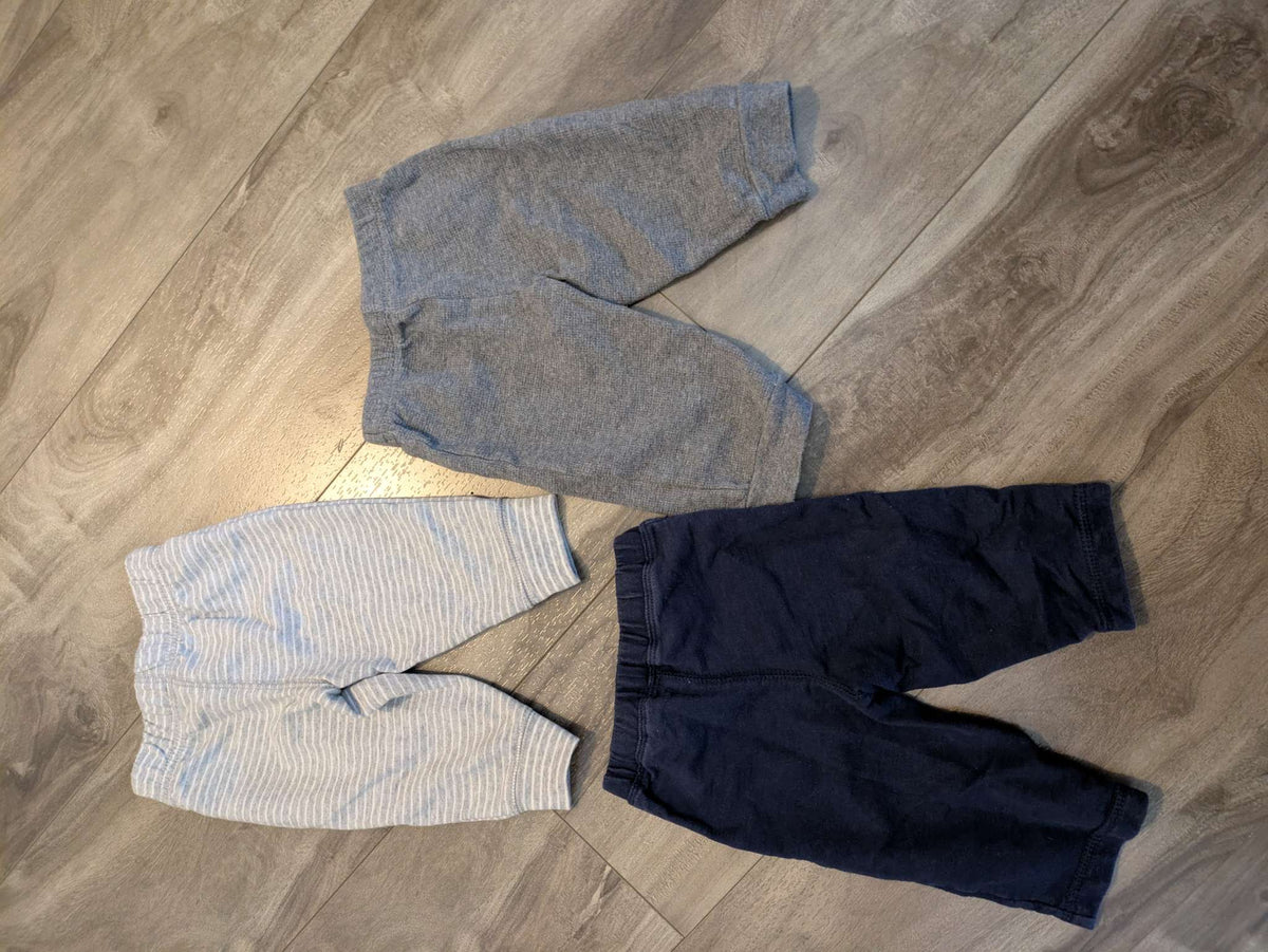 3 pairs of long pants, Kids 6 Month (3-6M)
