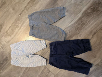 3 pairs of long pants, Kids 6 Month (3-6M)